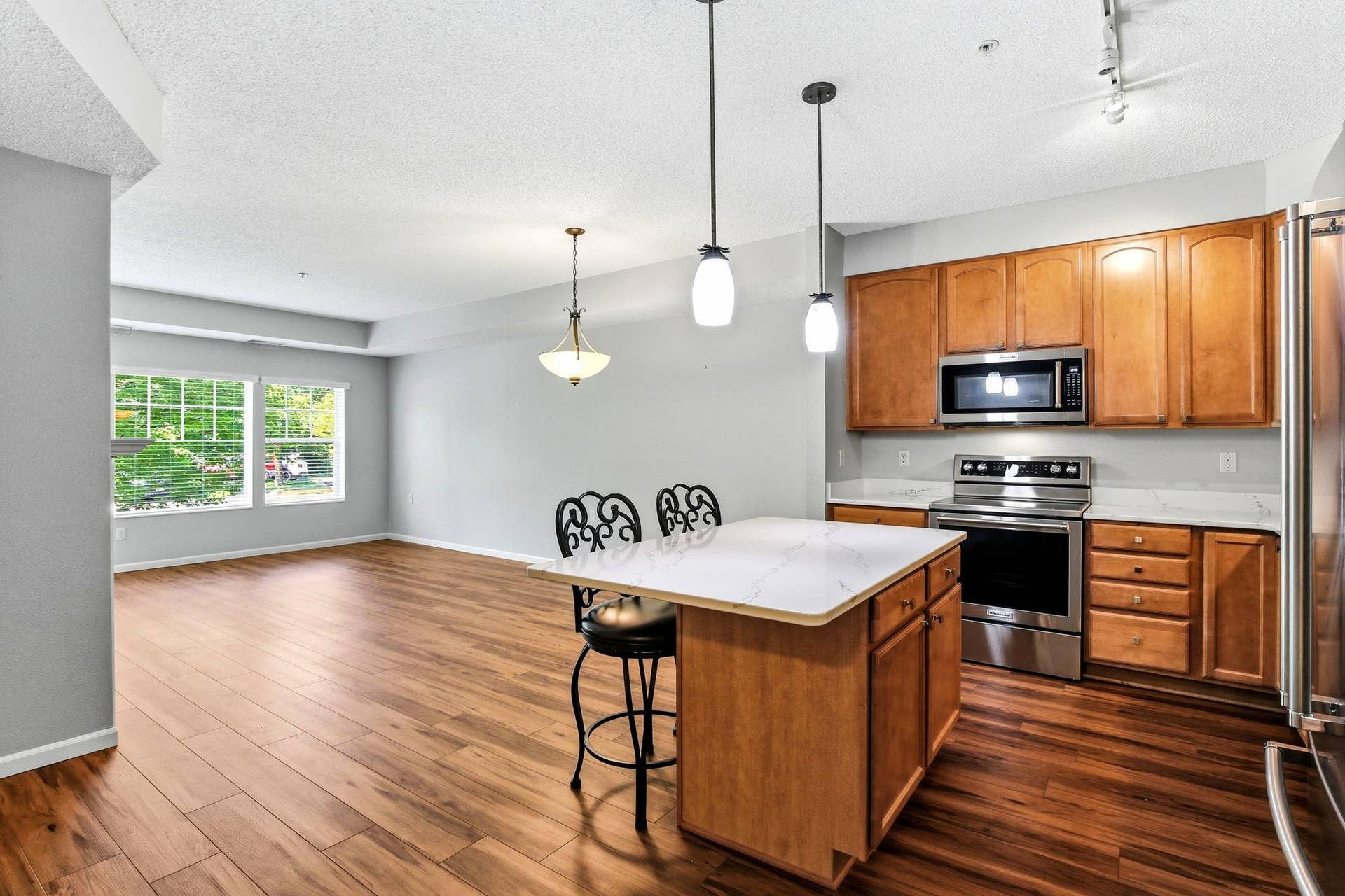 3800 85th Avenue N, #117, Brooklyn Park, MN 55443 Beautifully upgraded wood grain luxury plank flooring and attractive open spaces.