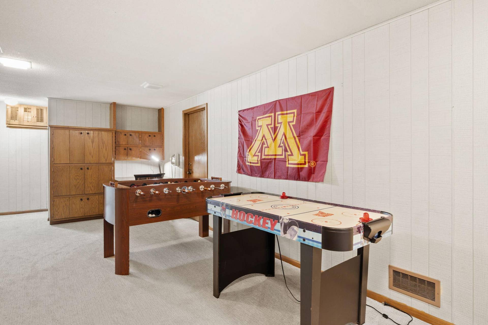 Built in desk in lower level for homework or office space