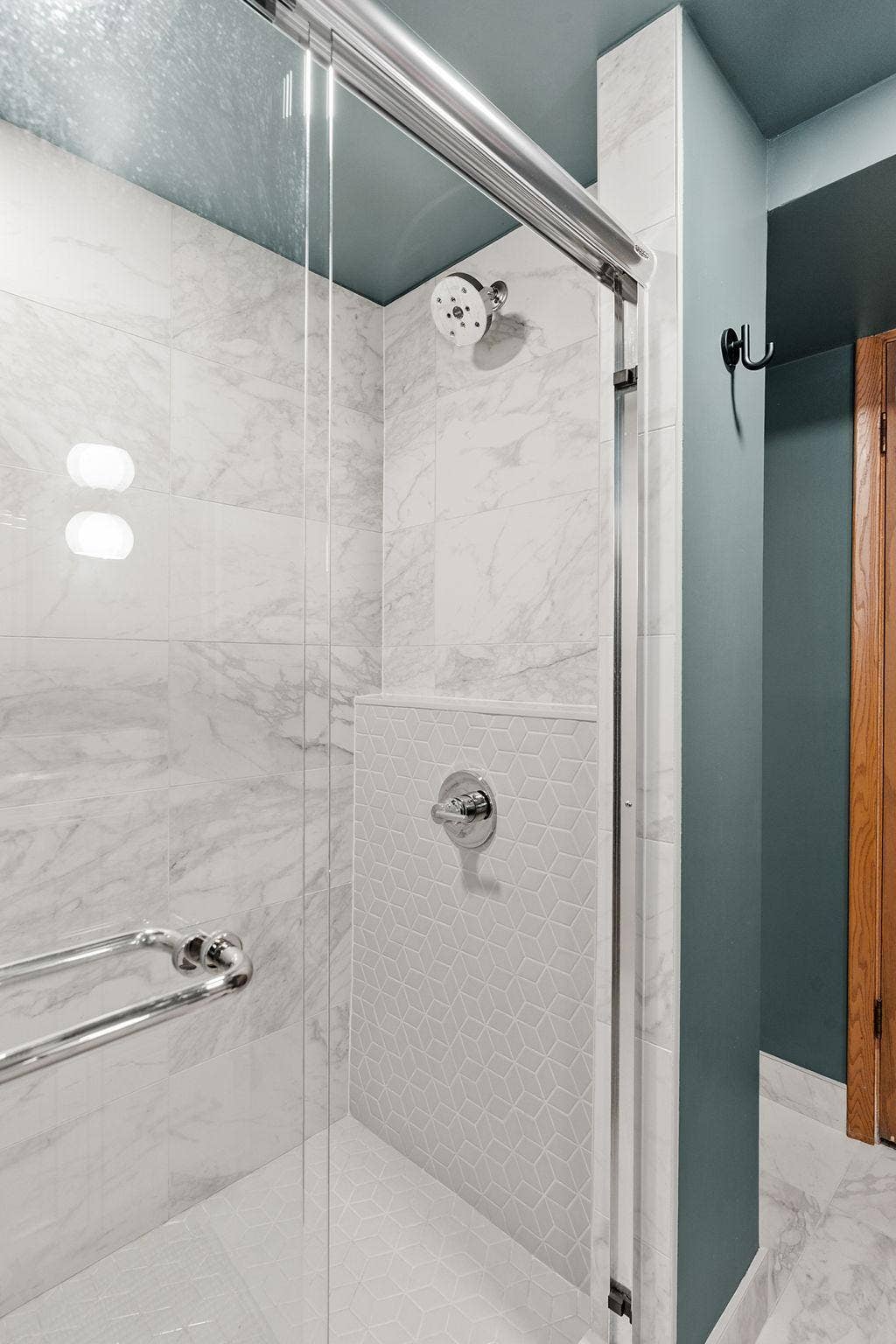 Walk in shower in the lower level bathroom!