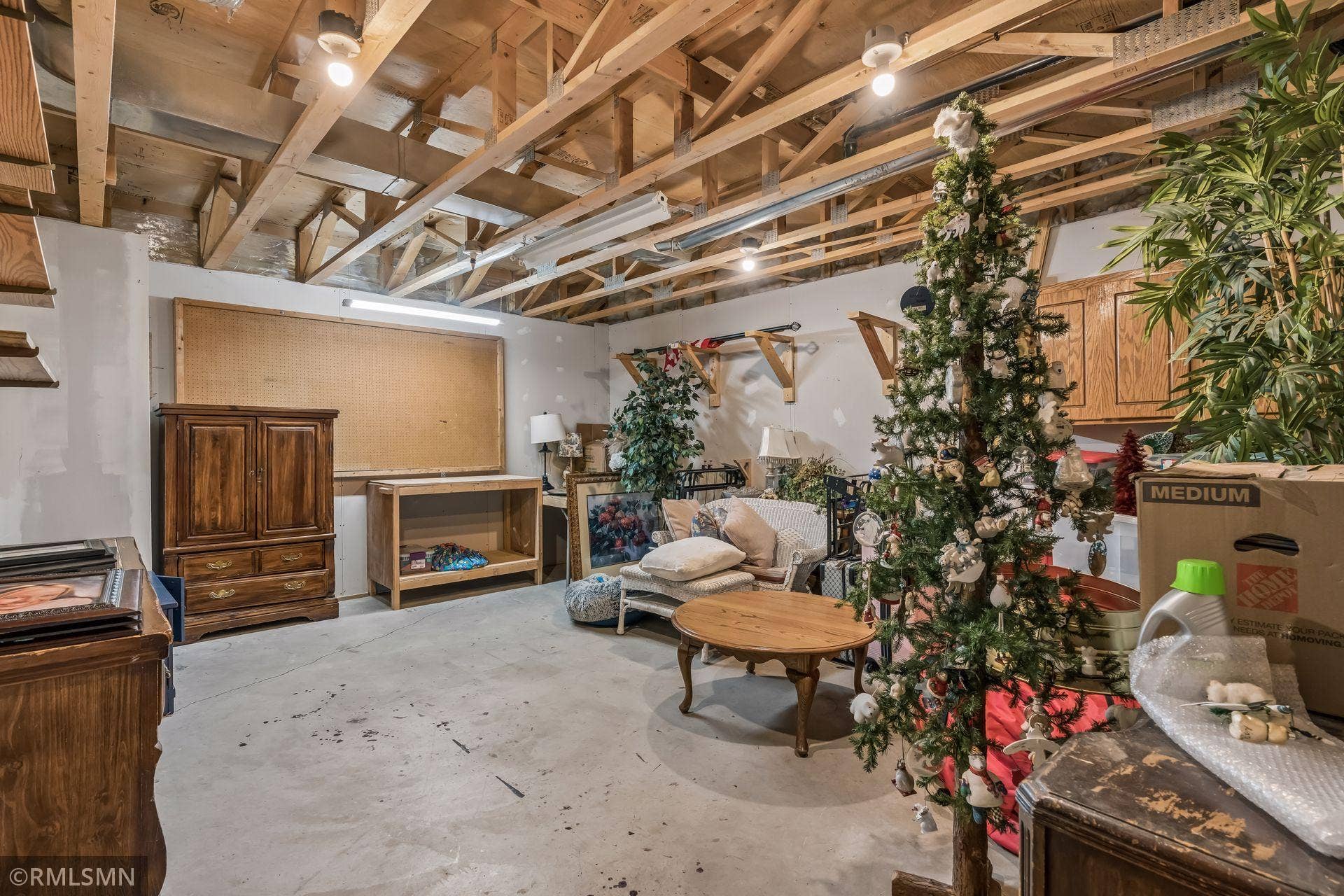 Lower level storage or woodworking room