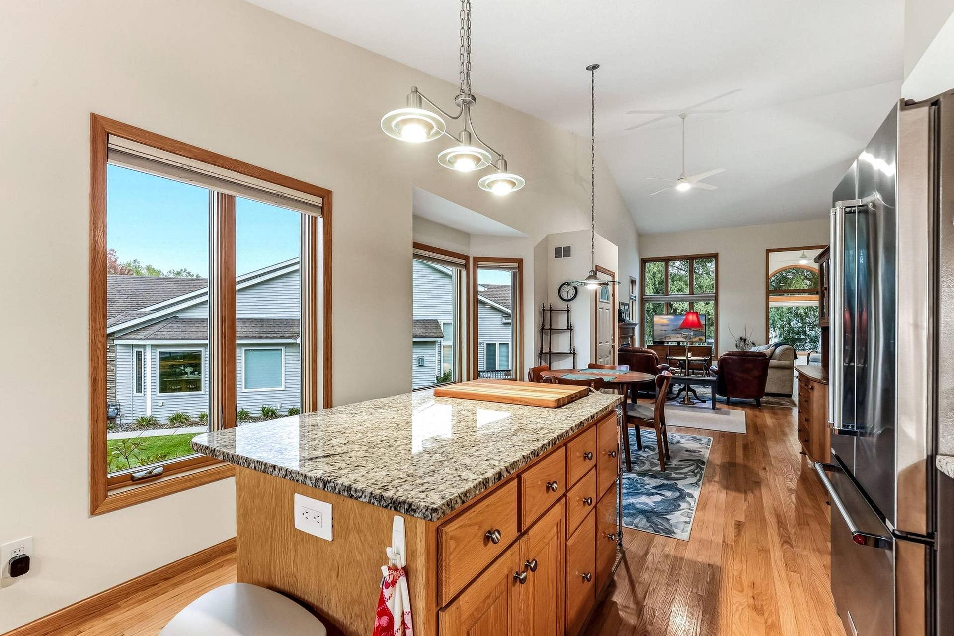 Kitchen island has power and is perfect for any chef!