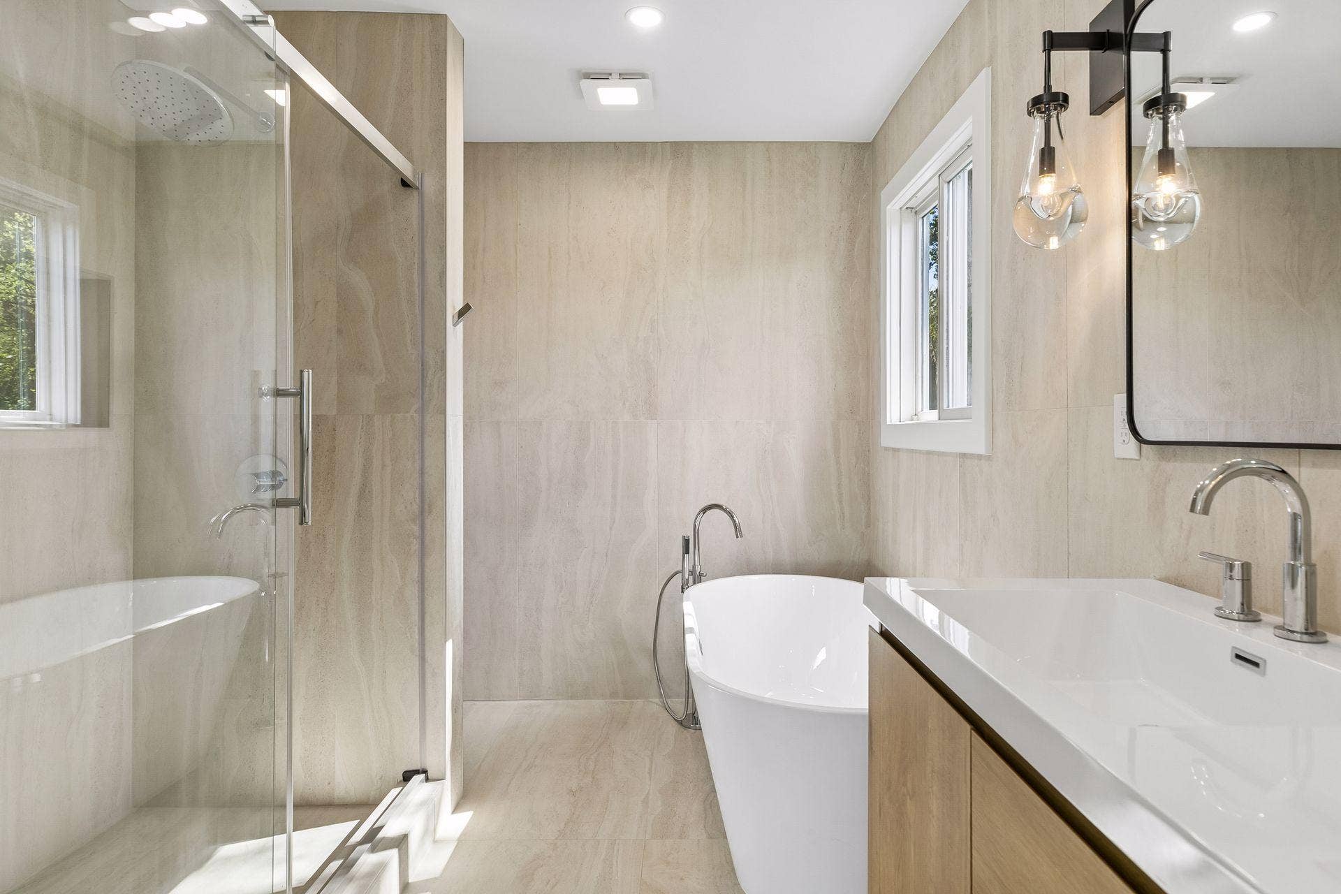 12056 Everton Avenue N, White Bear Lake, MN 55110 Primary bath, soaking tub and glass shower
