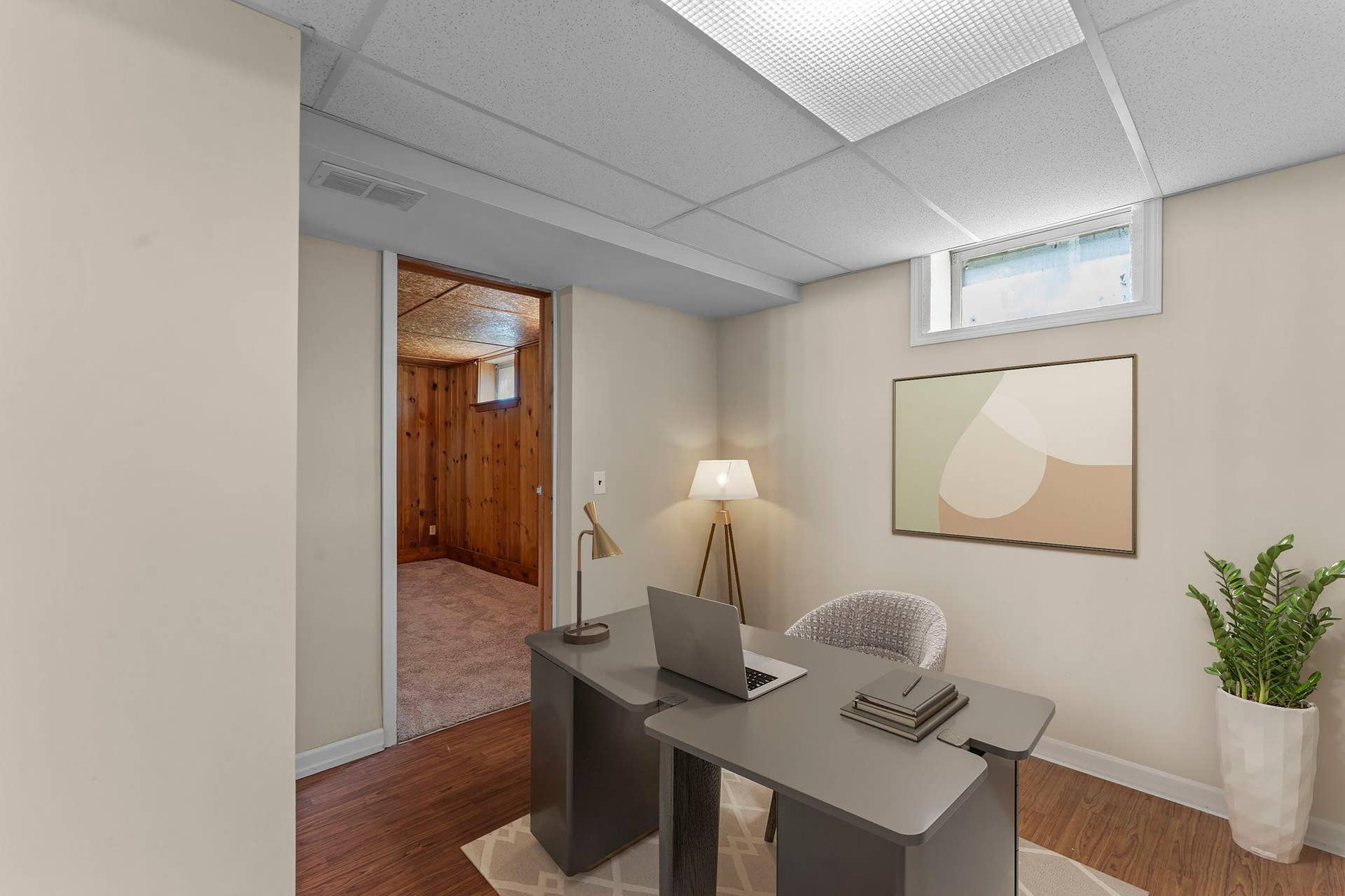 7001 Grimes Avenue N, Brooklyn Center, MN 55429 Lower Level Bonus Room Virtually Staged As An Office