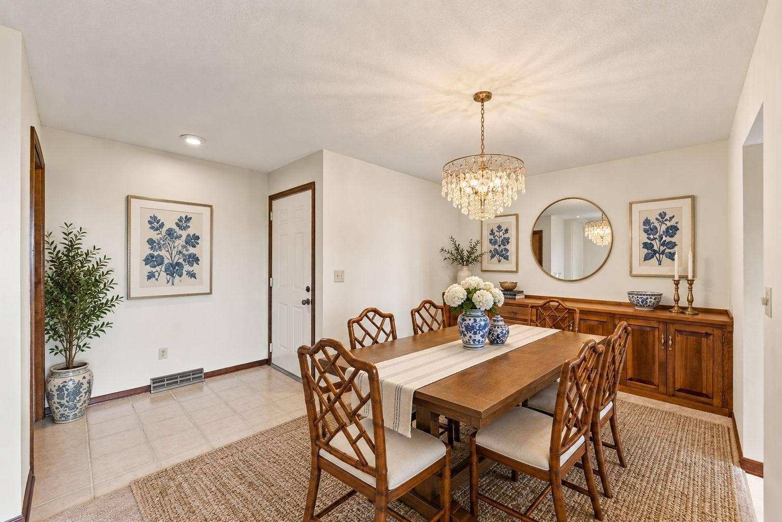 4254 Oakmede Lane, #87B, White Bear Lake, MN 55110 Formal Dining Room with Large Built In Credenza! Virtually Staged table and Light fixture