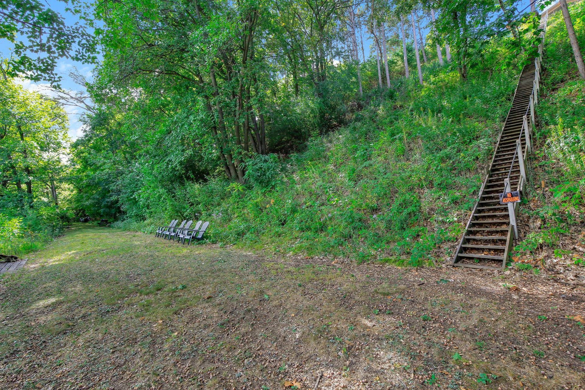 Vacated Railroad bed just before the River.  Great level grassy area for tents, picnics, camp fires, etc.