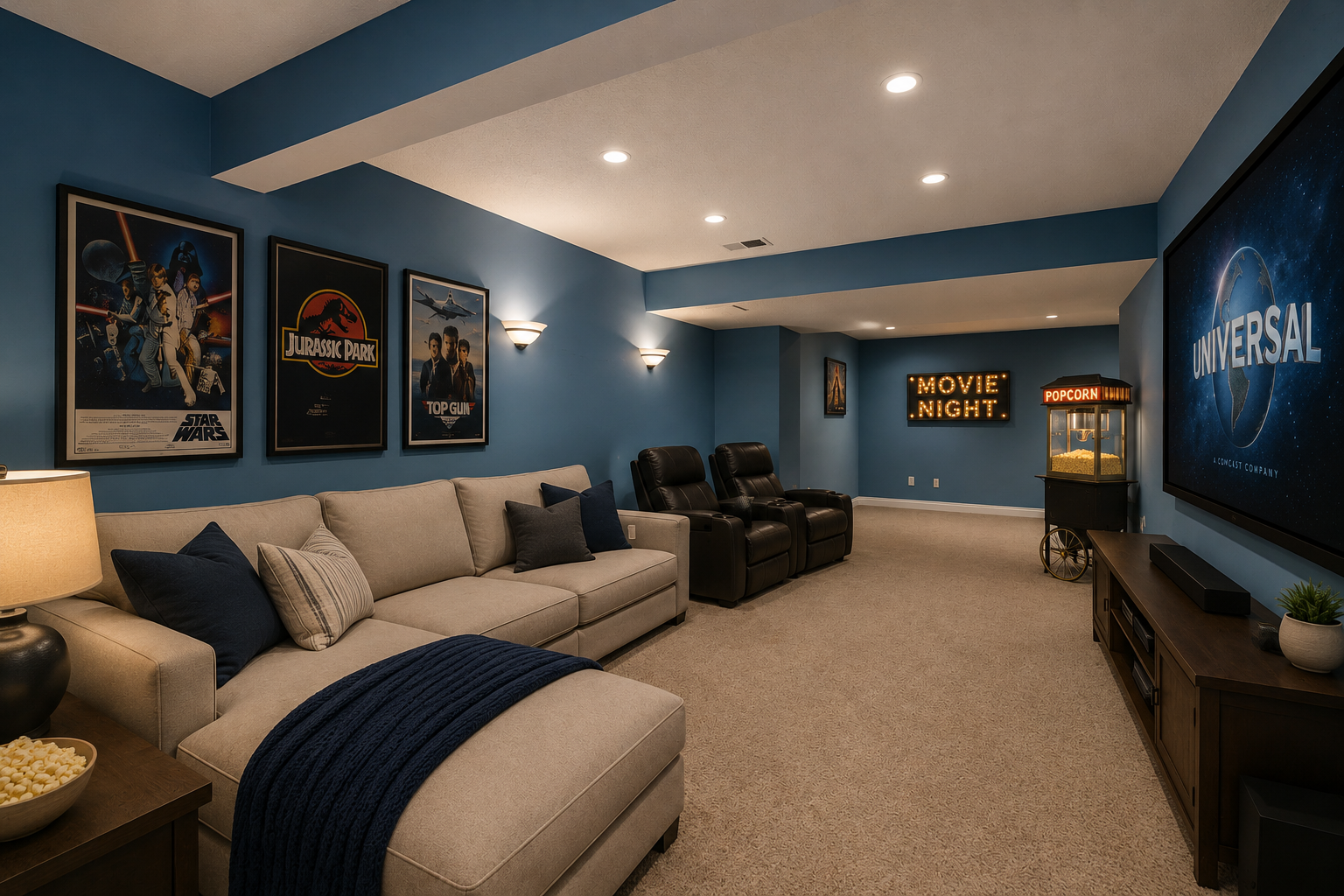 5000 Normandale Hglds Drive, Bloomington, MN 55437 Virtually Staged Lower Level Media Room