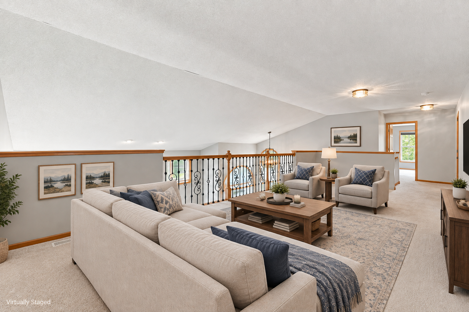 7143 Arthur Drive, Woodbury, MN 55125 Flexible loft space overlooking the living room, ideal for a home office or additional living area.
