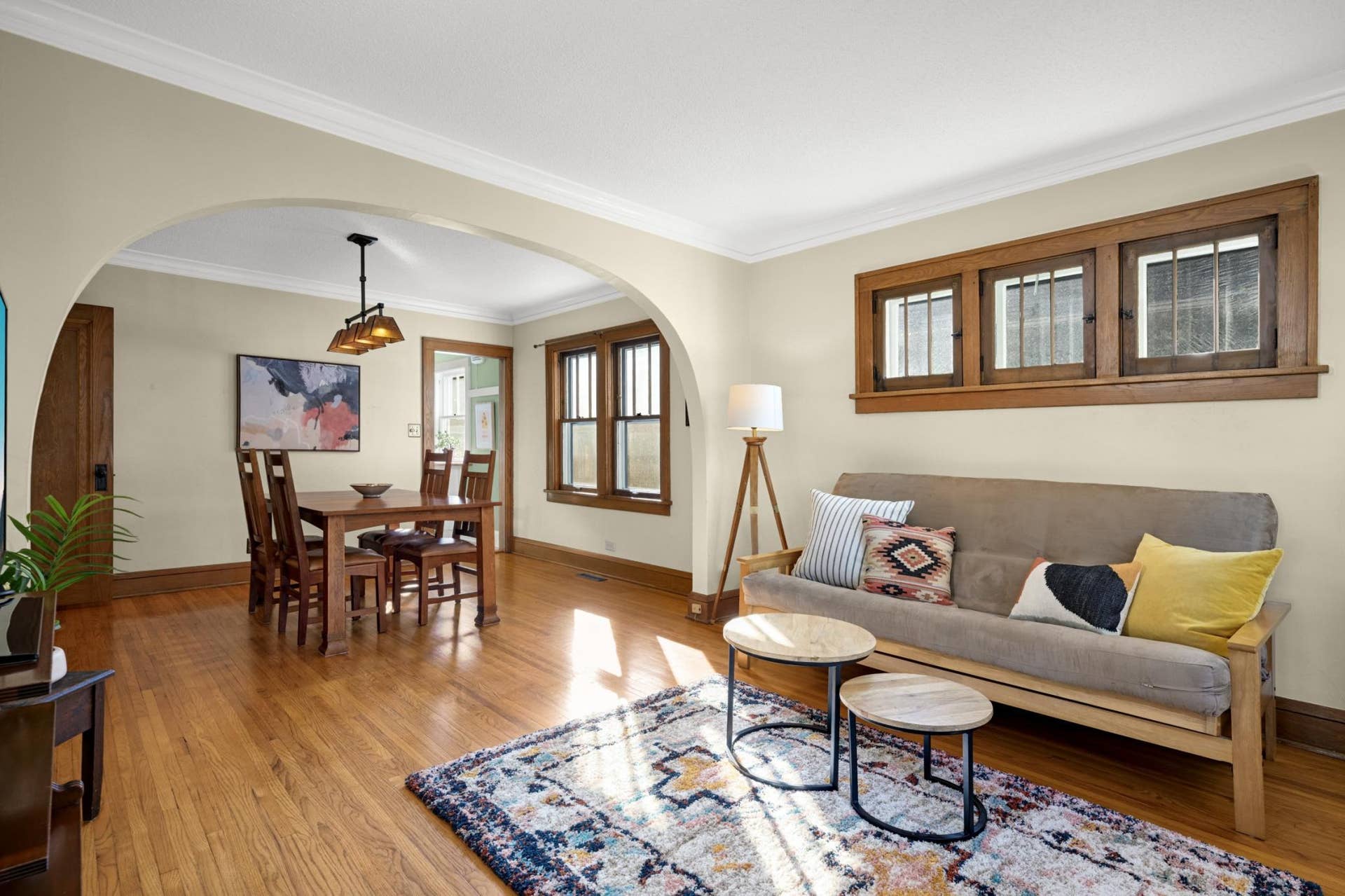4533 45th Avenue S, 32, Minneapolis, MN 55406 Piano windows in the living room and an archway separating the living and dining rooms