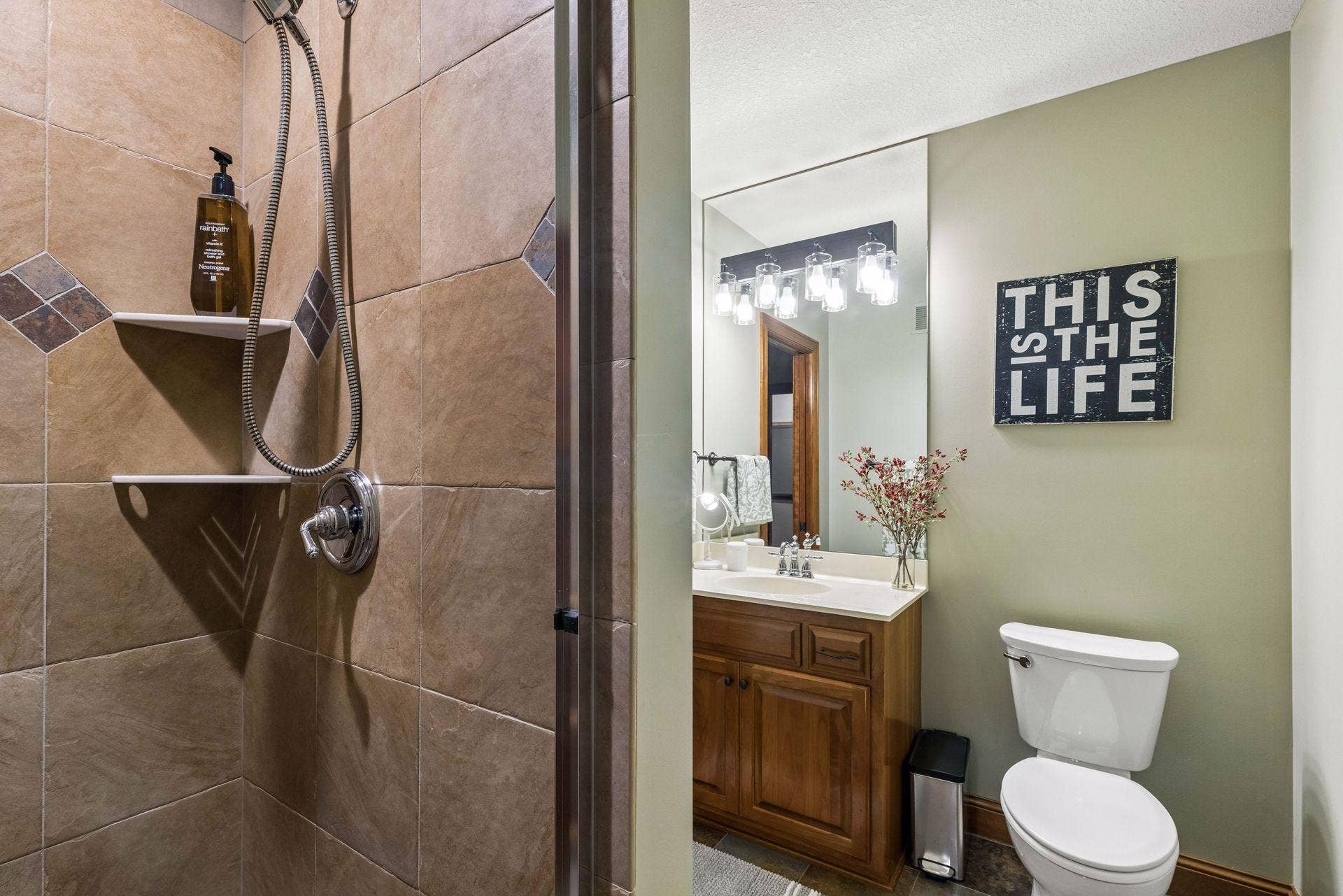 Lower level walk through 3/4 bath