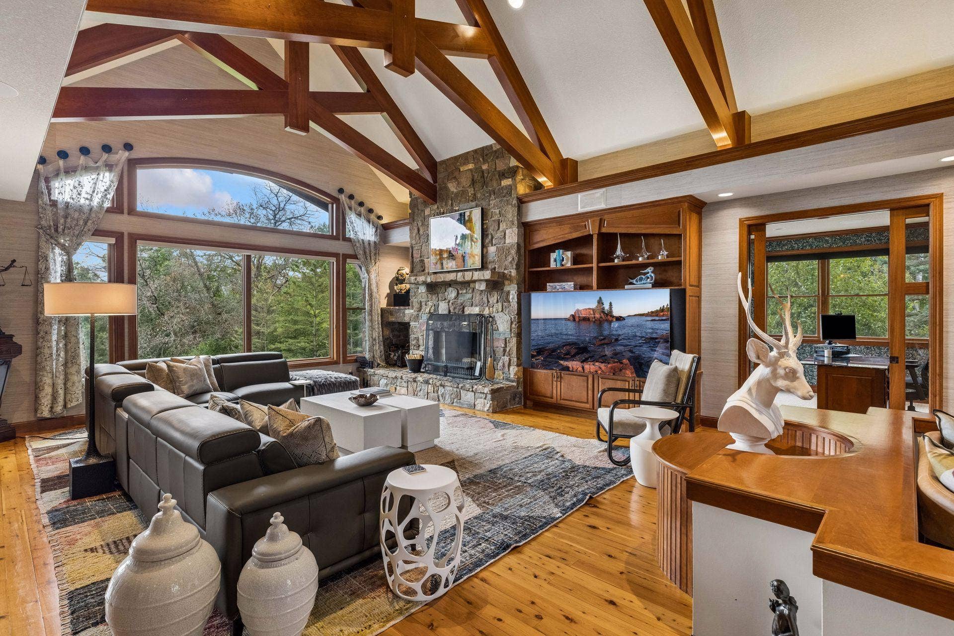 Truly a Great Room where rustic character meets modern elegance...cozy and grand all at once!