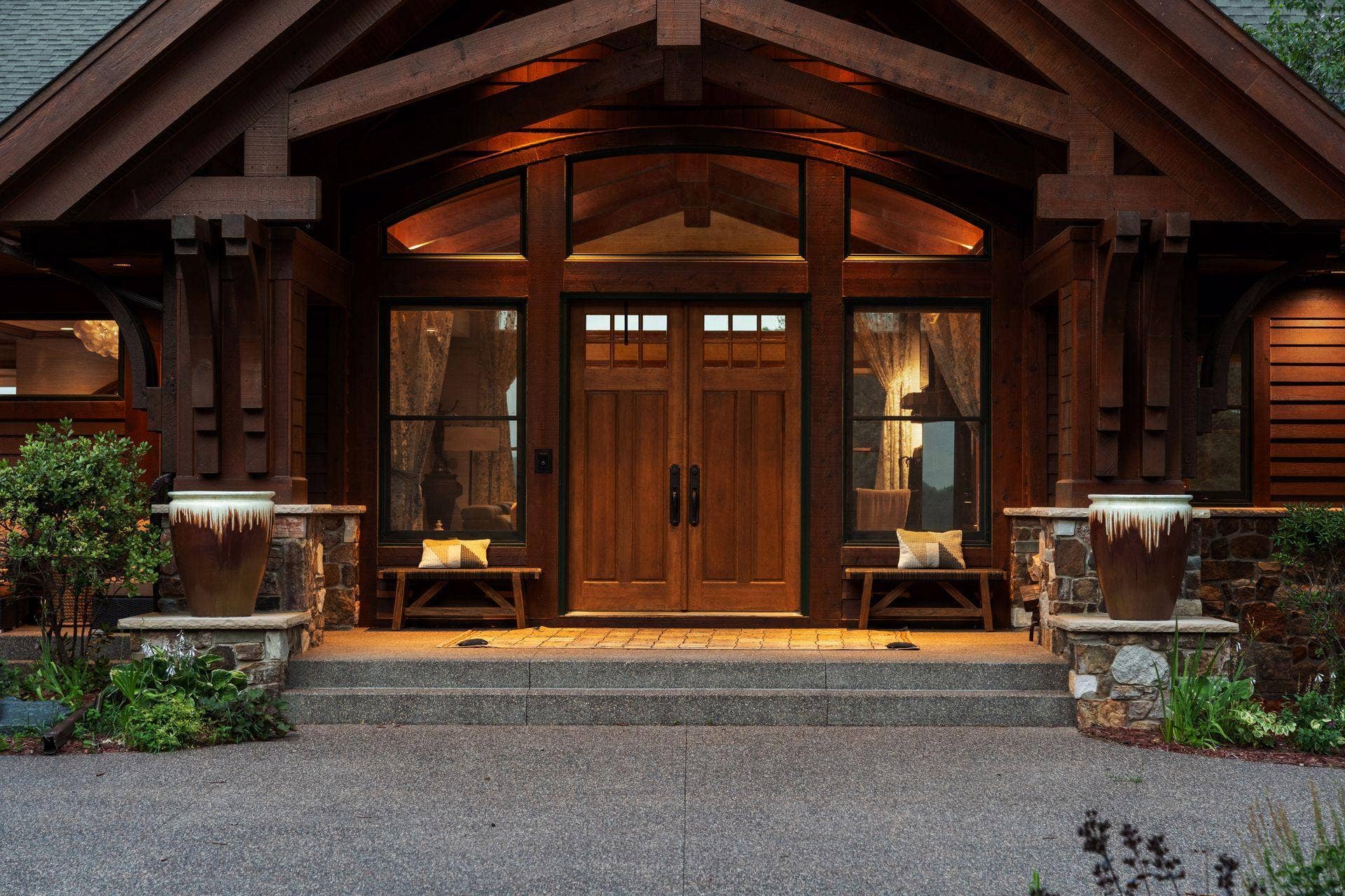 A striking covered entry welcomes you home