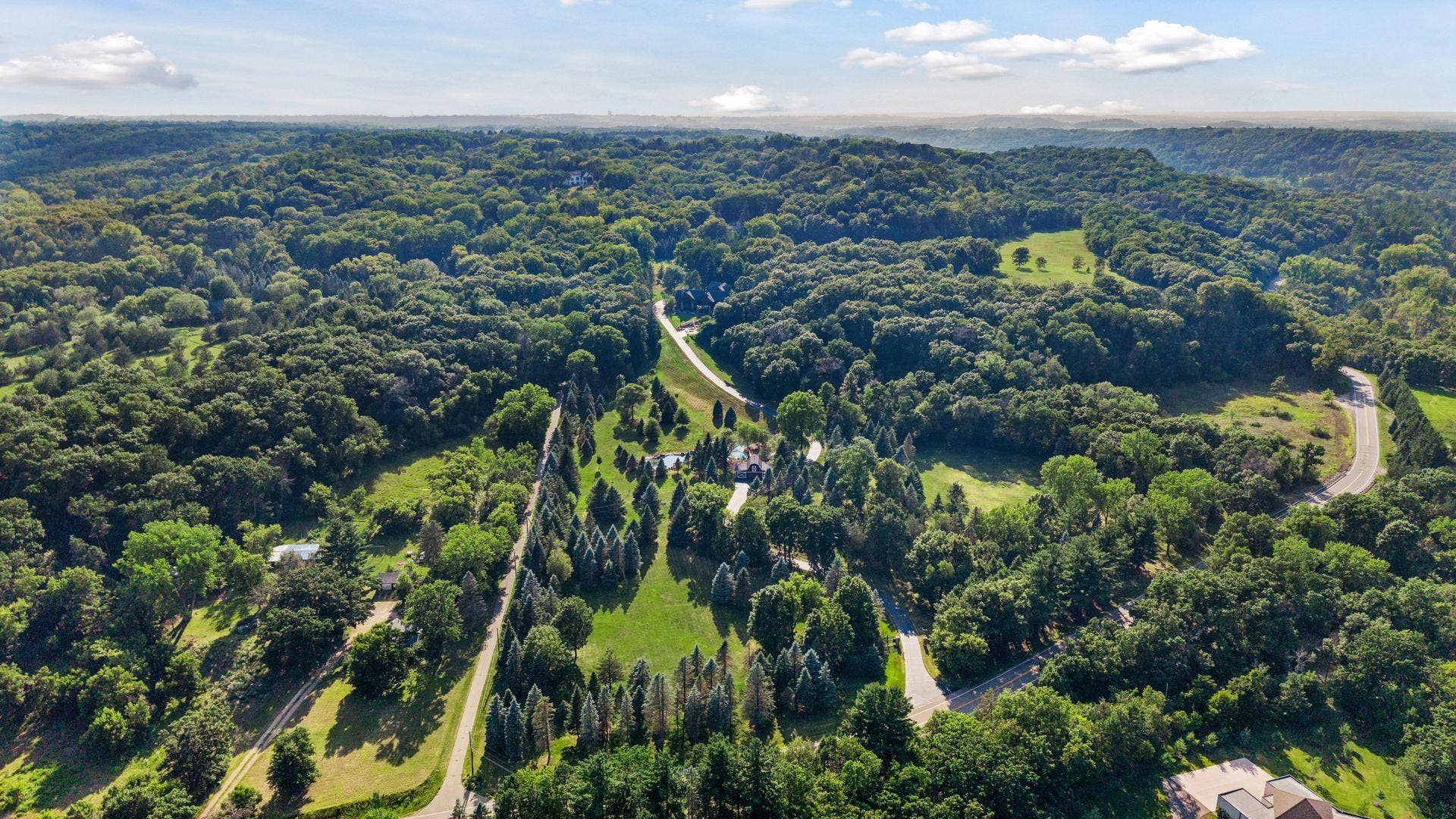 Aerial overview of 12+acre lot