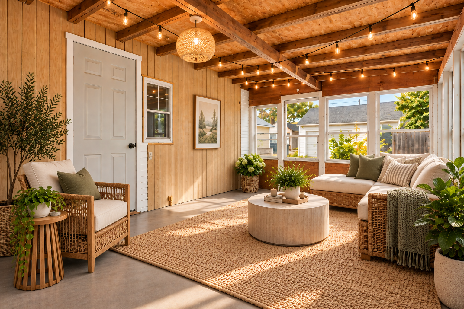 Virtually Staged Porch on Garage