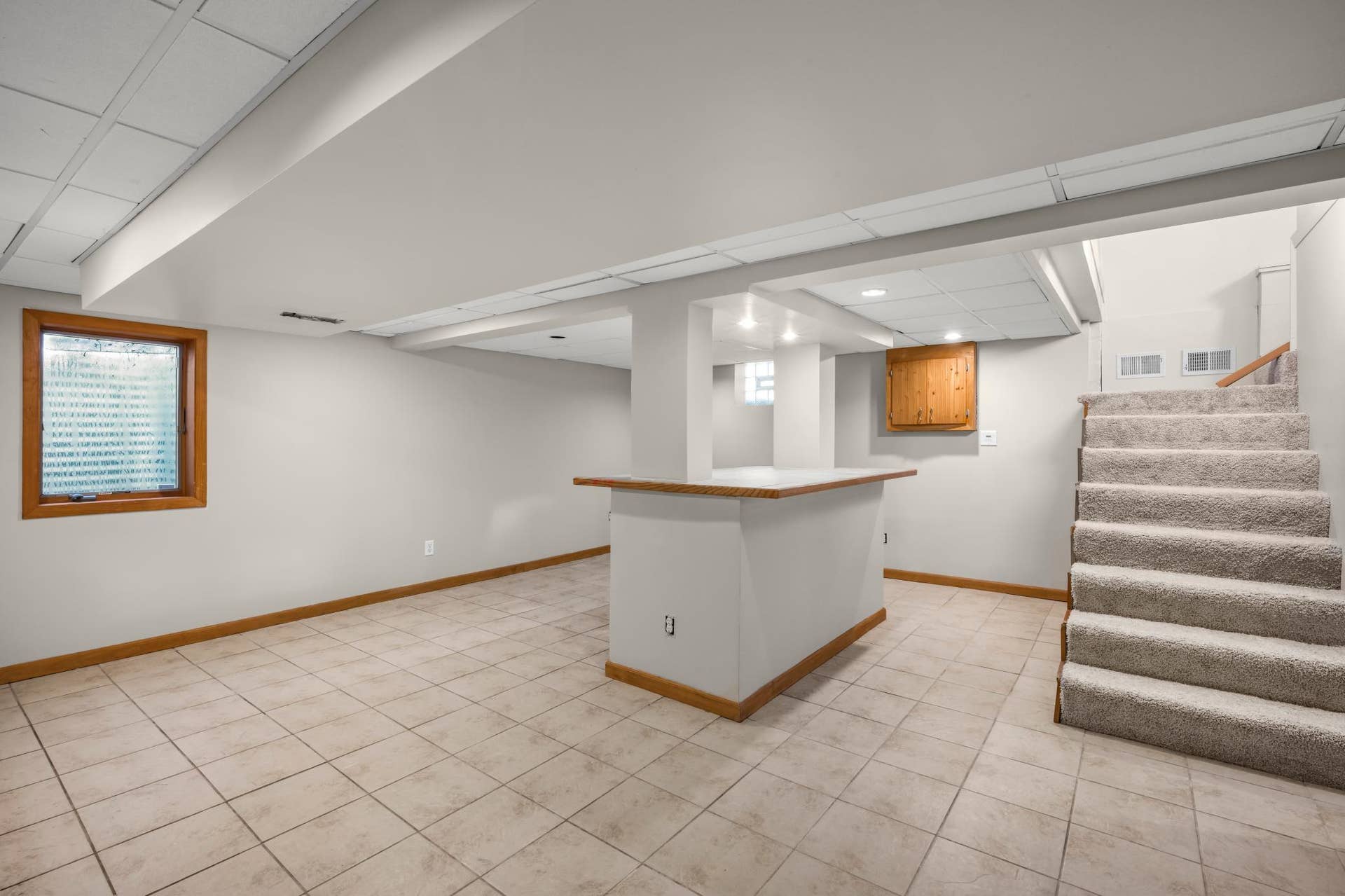 756 Mcknight Road N, Maplewood, MN 55119 It's all extra space in the lower level since there's a large living room and family room on the main floor - egress window and 3/4 bath in the basement ...ready for your ideas