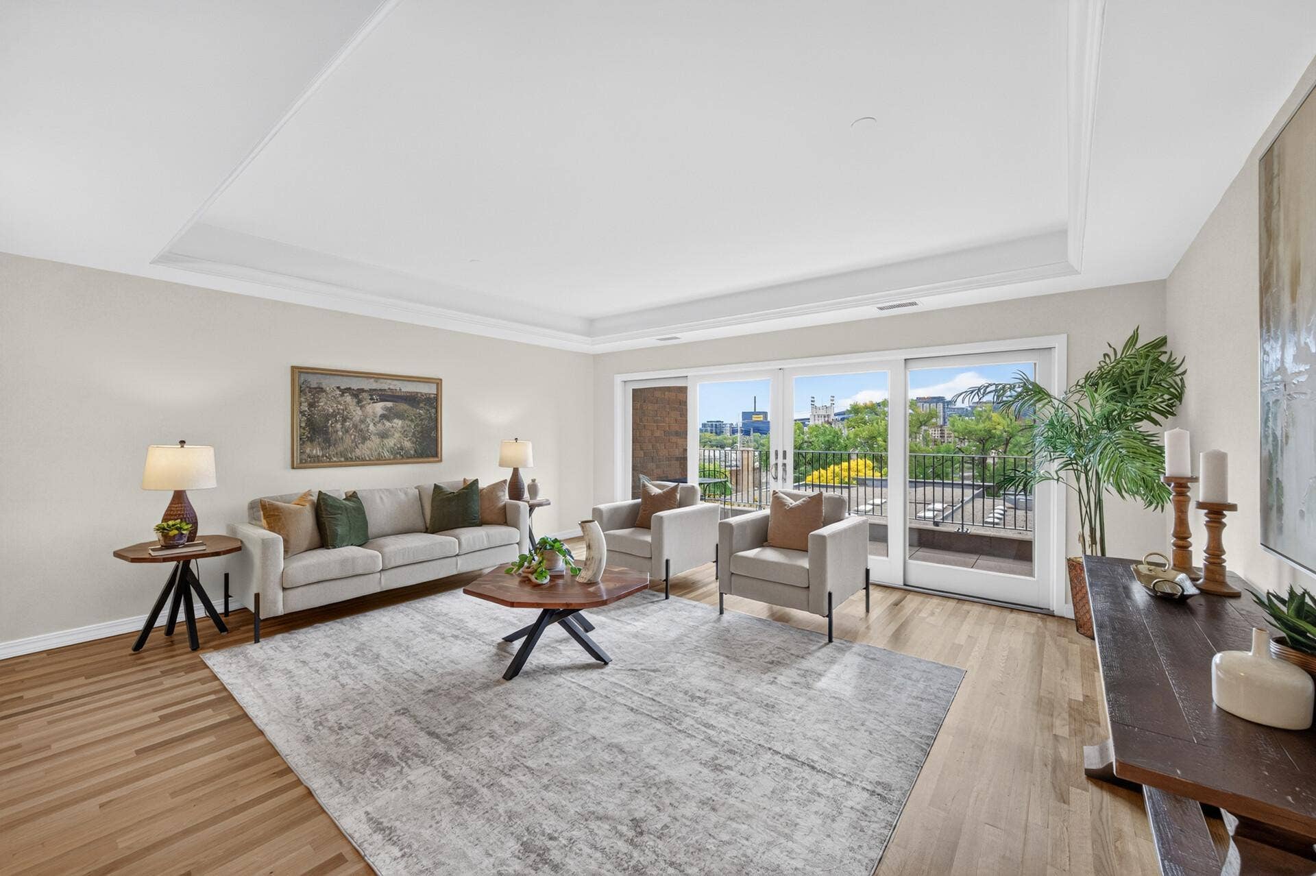 100 2nd Street SE, #406, 50, Minneapolis, MN 55414 Living Room with Walls of Windows and 9-foot ceilings!