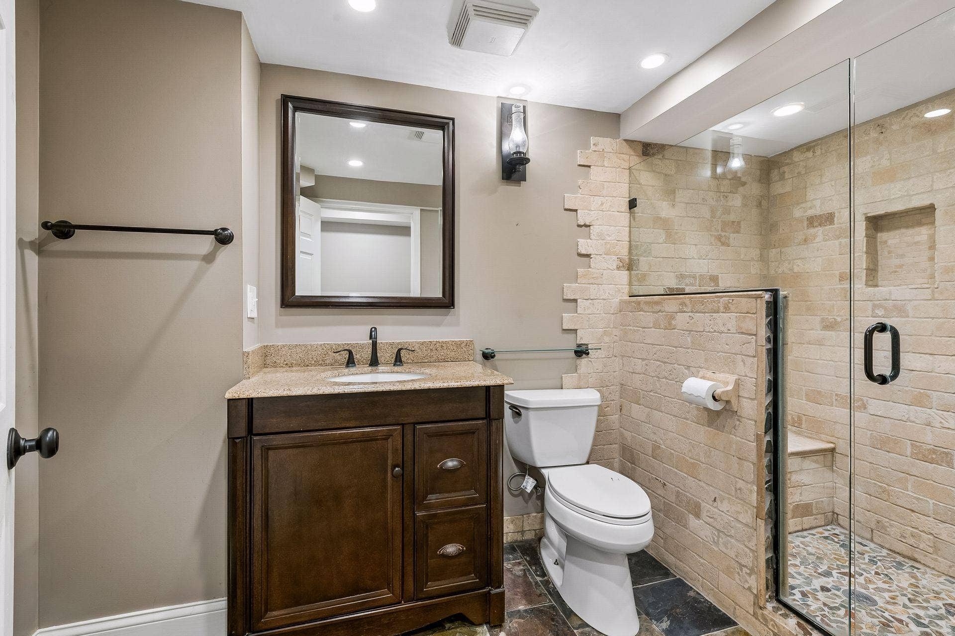 Lower level 3/4 bath with in floor heat