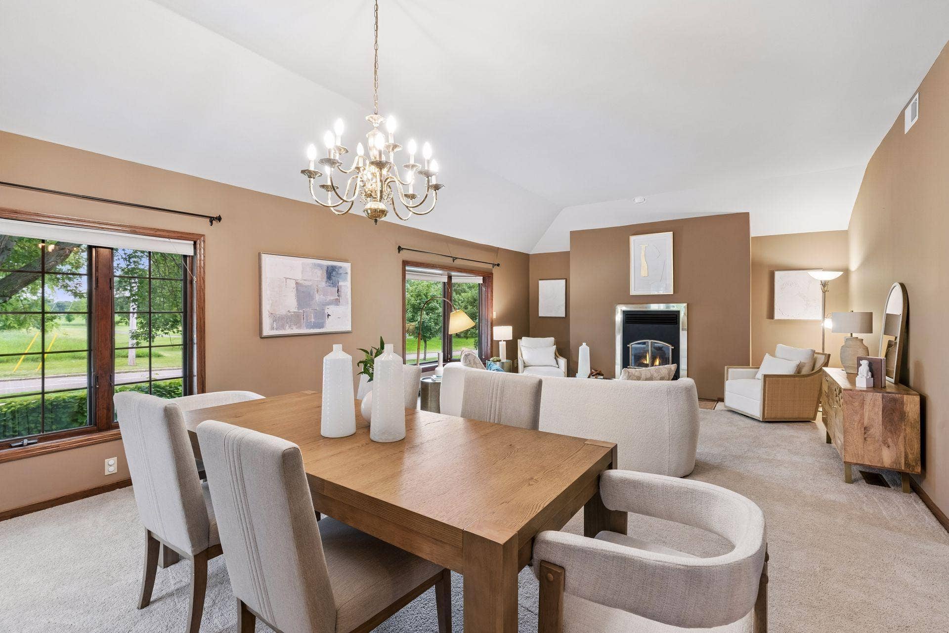 Dining room with nice view overlooking golf course