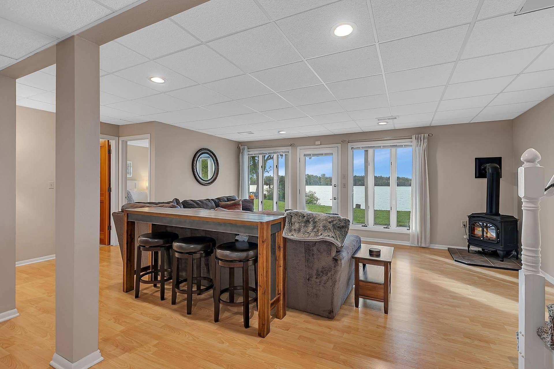 The views dont stop upstairs - enjoy them from the walkout lower level family room as well!