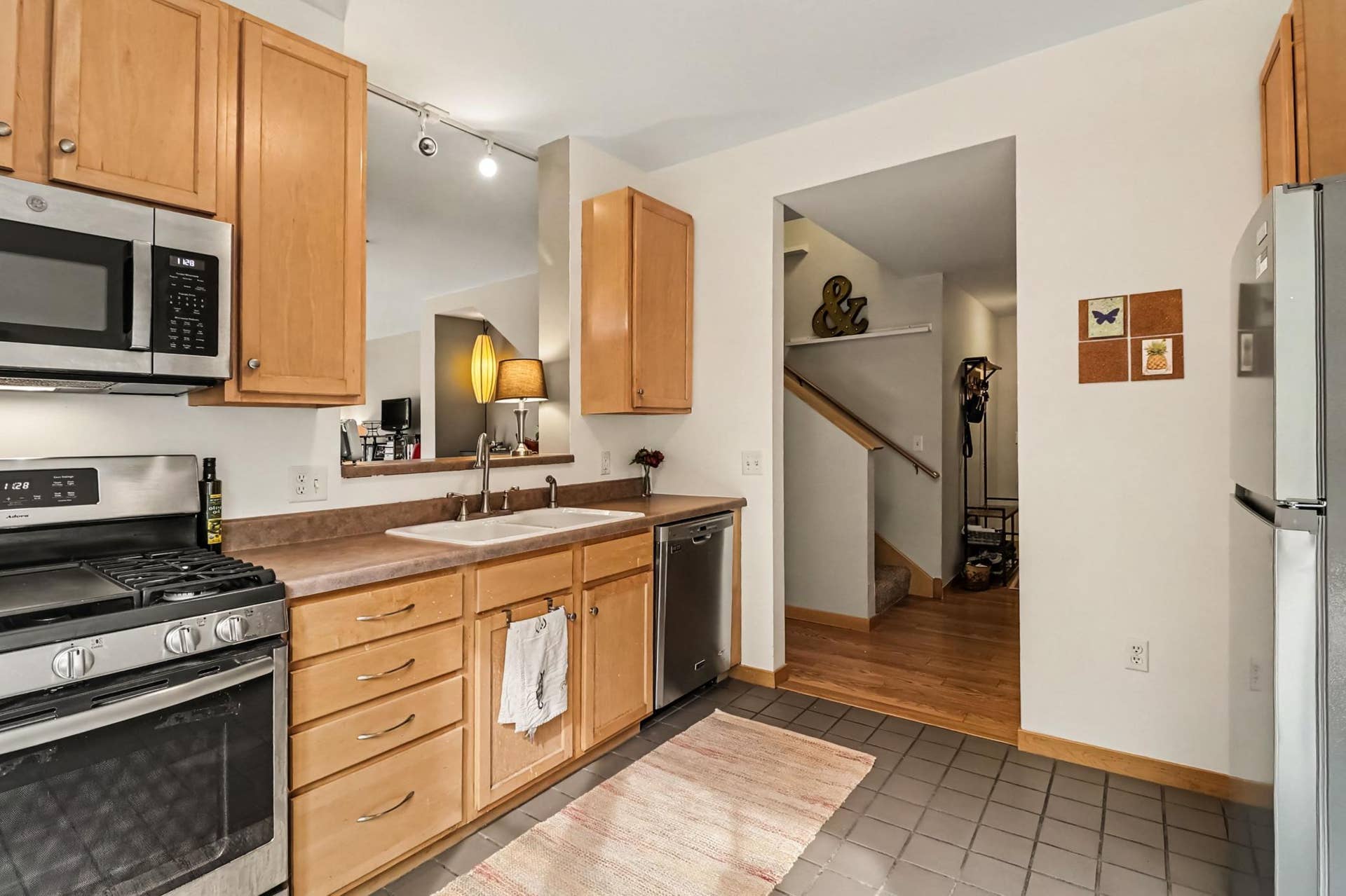 Kitchen with stainless steel appliances