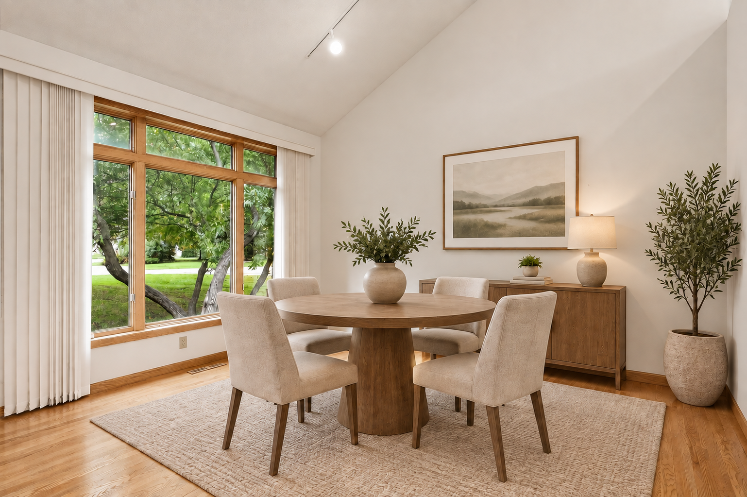 Enjoy a seamless blend of style and function in this bright formal dining area! (Image virtually staged)