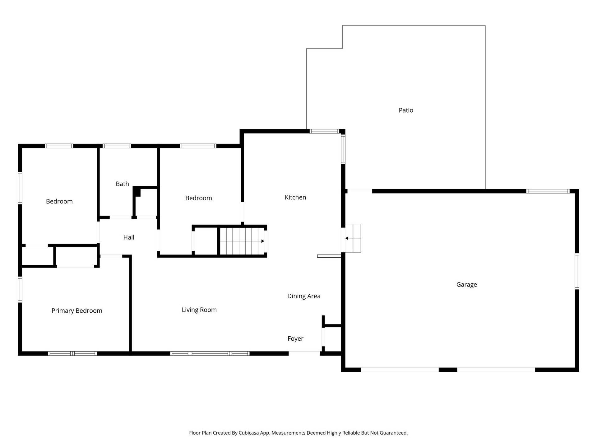 6609 74th Avenue N, Brooklyn Park, MN 55428 Upper level floor plan, garage and patio.
