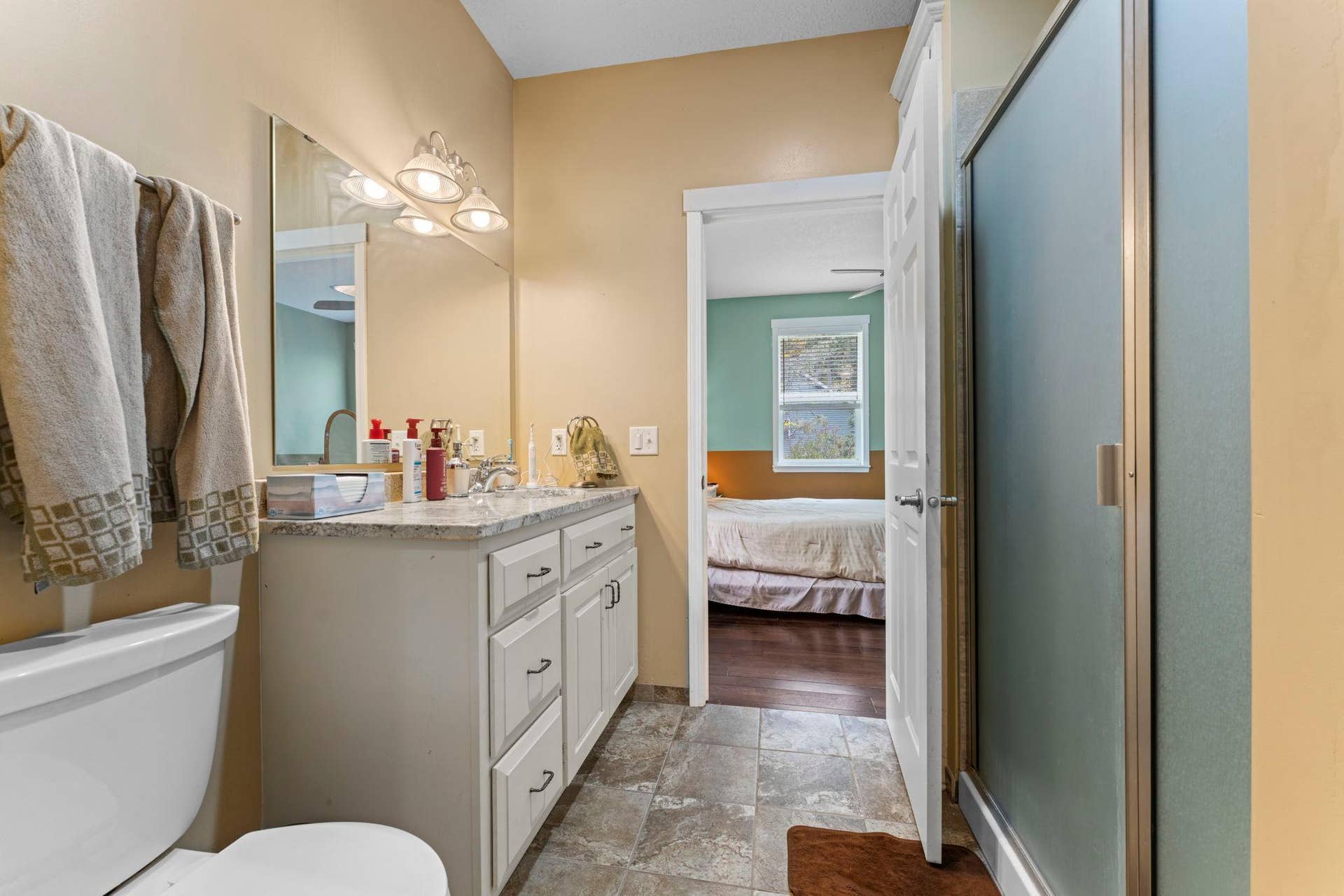 449 Roosevelt Drive, Dresser, WI 54009 Primary bath with Marble counters