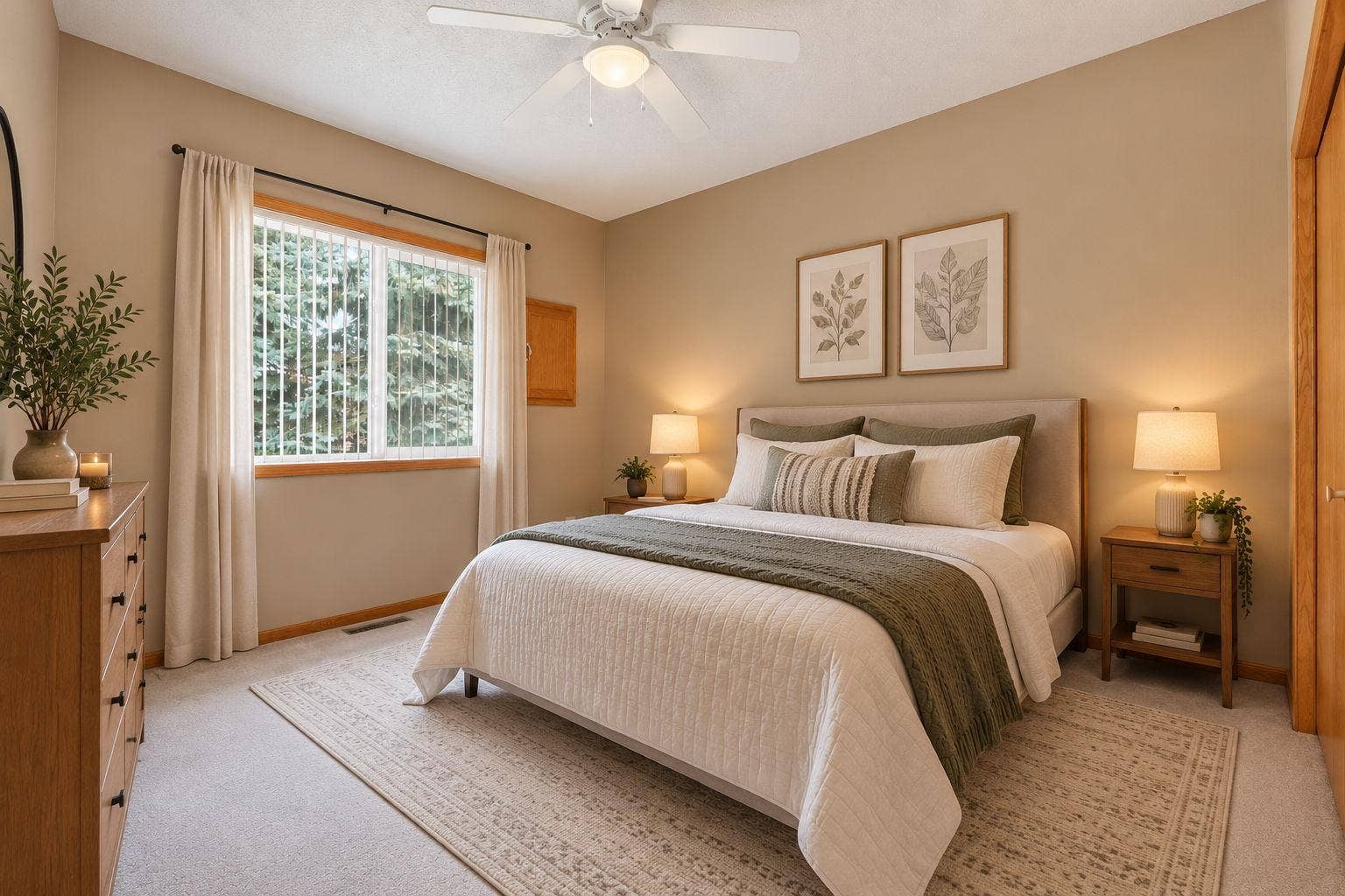 Virtually staged primary bedroom