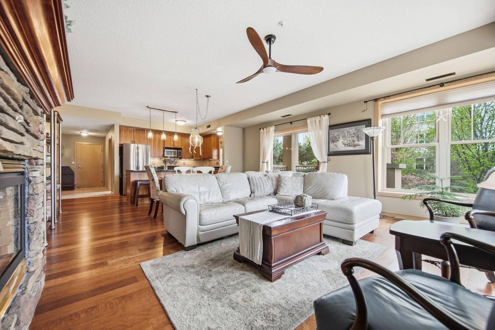 Wood floors in kitchen and livingroom