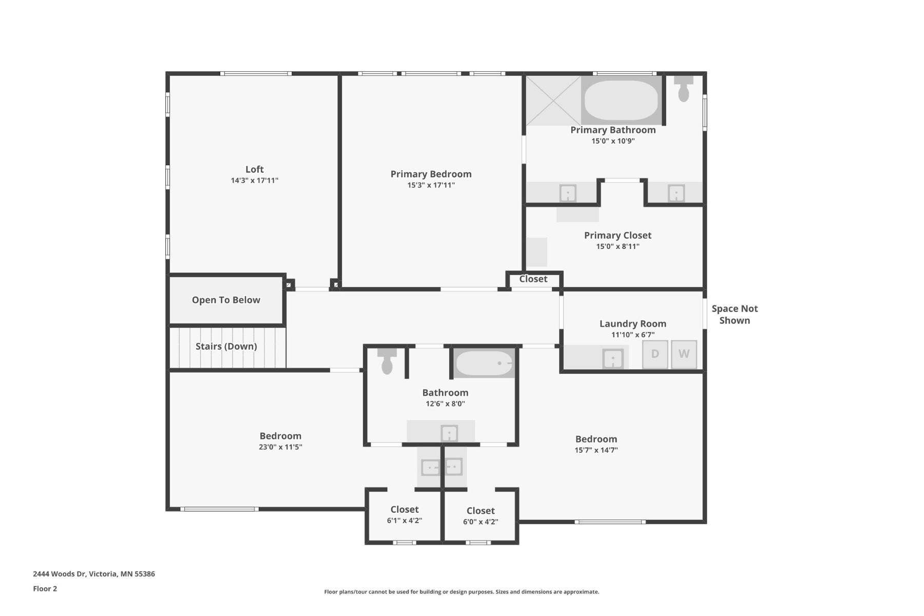 2444 Woods Drive, Victoria, MN 55386 Upper Level Floor Plan