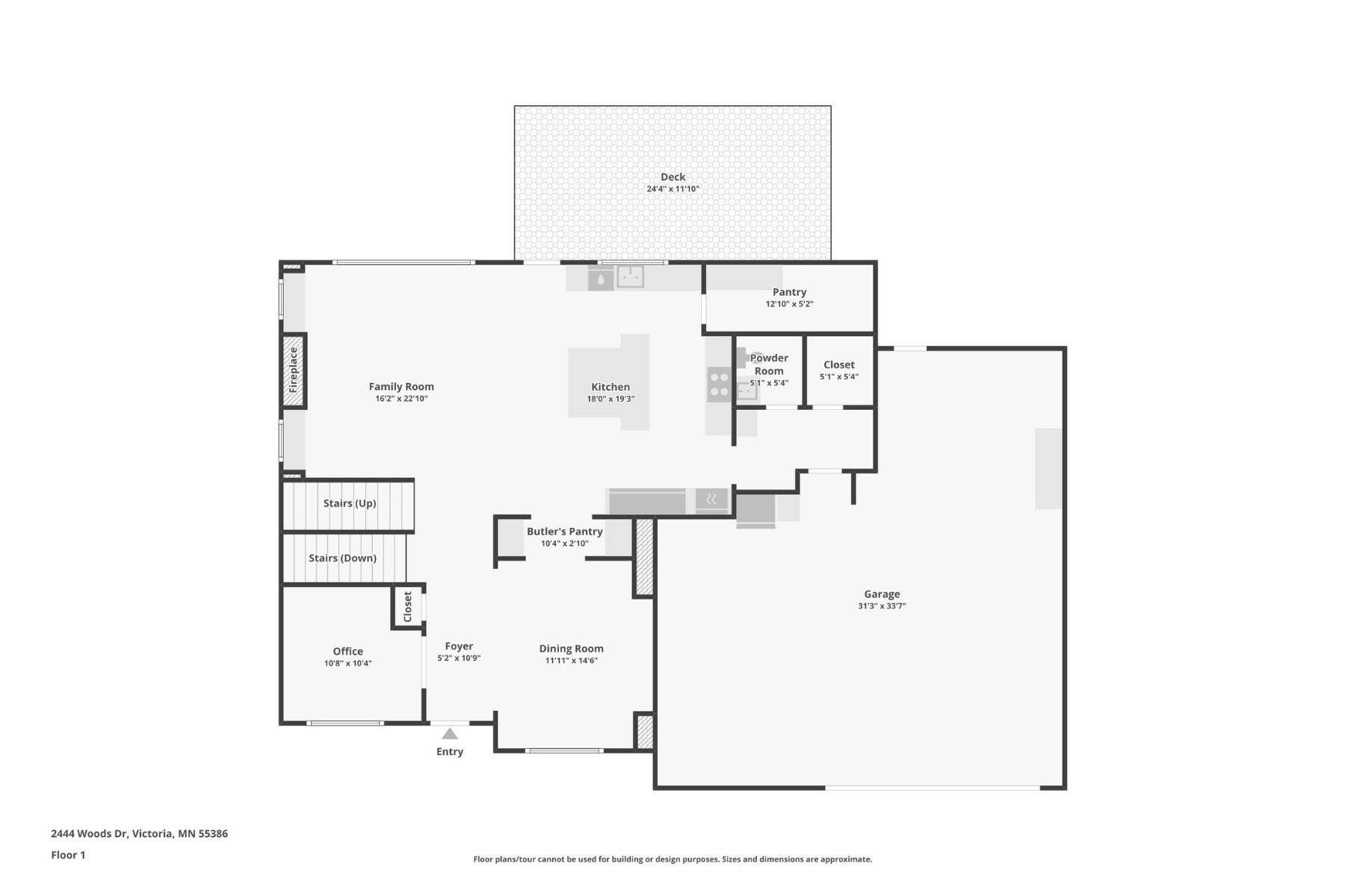 2444 Woods Drive, Victoria, MN 55386 Main Level Floor Plan