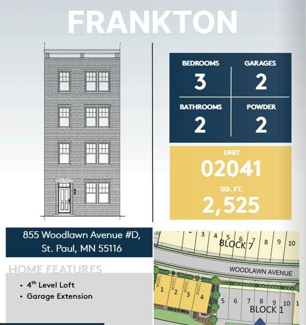 855 Woodlawn Avenue, #D, 94, Saint Paul, MN 55116 4th Story Loft with Terrace and Extendeded 2 Car Garage option which also gives you a rear terrace on 2nd level.