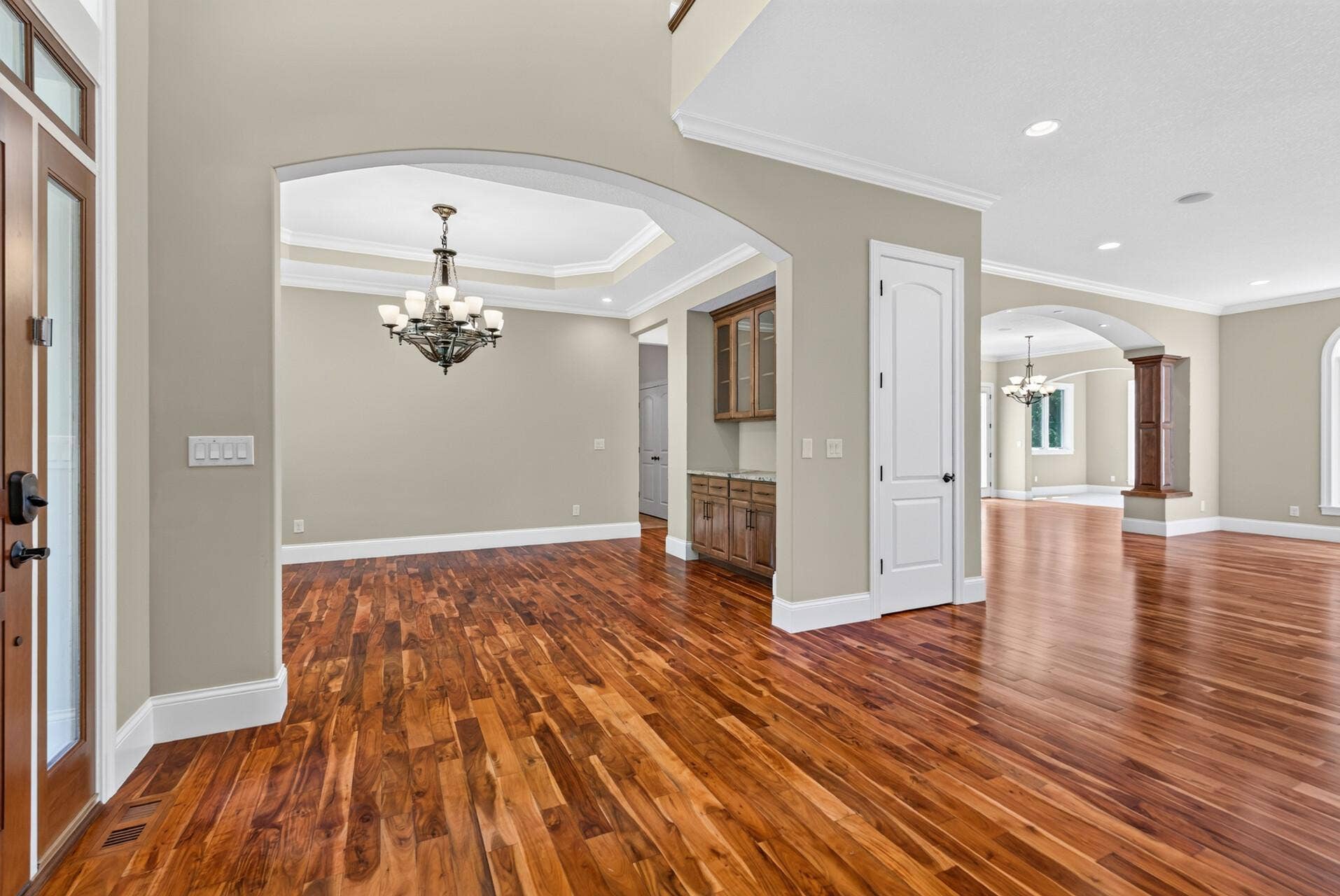 An elegant formal dining room creates an impressive setting for memorable dinners and special occasions.