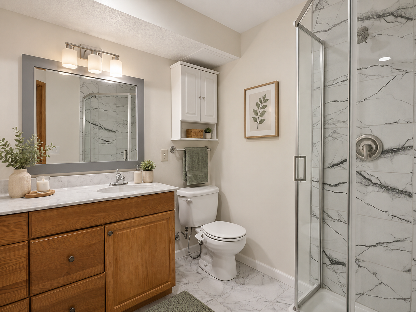 Lower level 3/4 bathroom