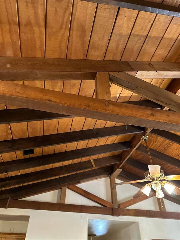 11420 County Road 420, Tyler, TX 75704 Room details with ceiling fan, beamed ceiling, and wooden ceiling