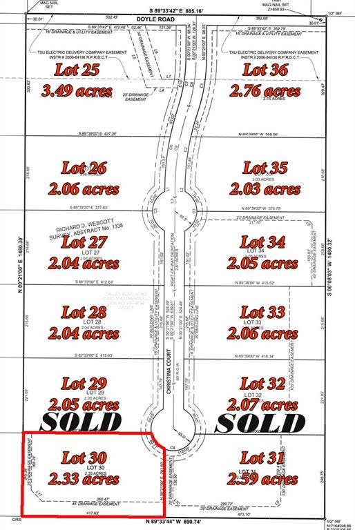 7298 Christina Court, Krum, TX 76249 Map of parcels