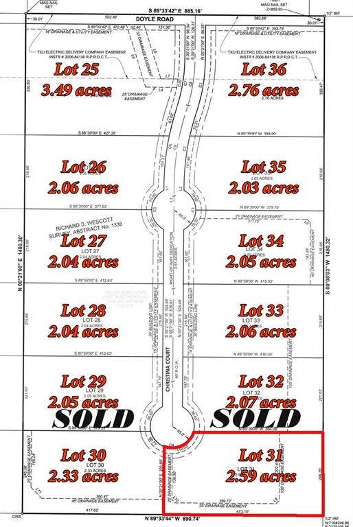 7299 Christina Court, Krum, TX 76249 Map showing property parcels