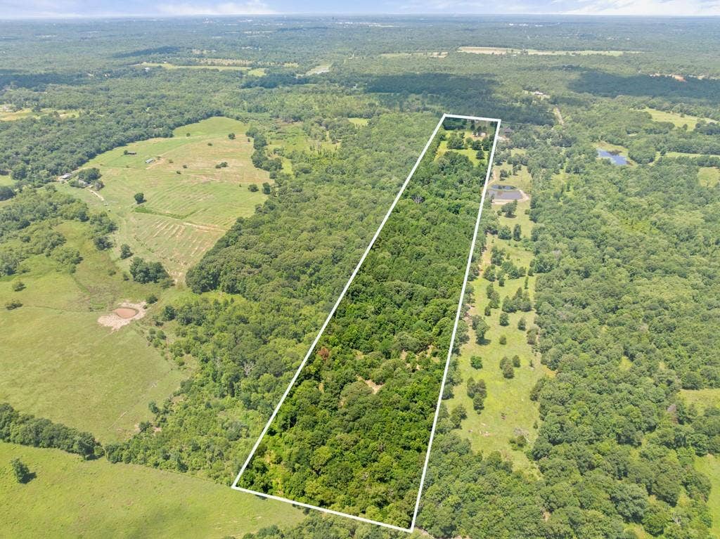 5353 CR 385, Tyler, TX 75708 Aerial view of property and surrounding area featuring property boundaries highlighted