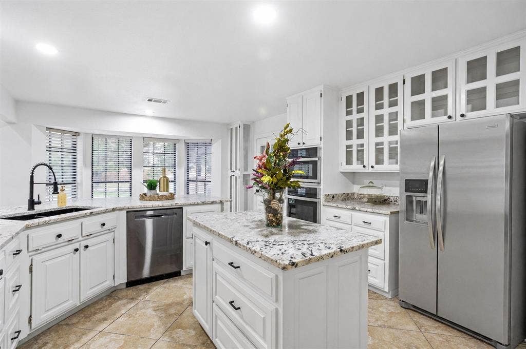 A perfect flow to this updated, modern kitchen