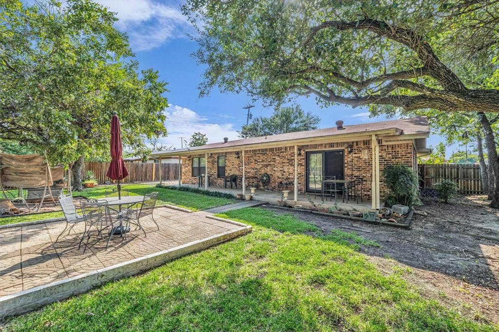 3405 Edna Avenue, Waco, TX 76708 Back of house featuring a patio area, a fenced backyard, and brick siding