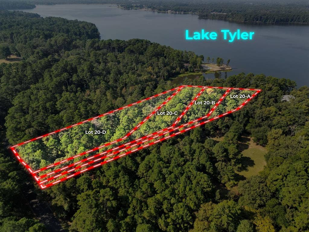 Lot 20-C Eastside Road, Tyler, TX 75707 View of property location featuring a nearby body of water and property parcel outlined