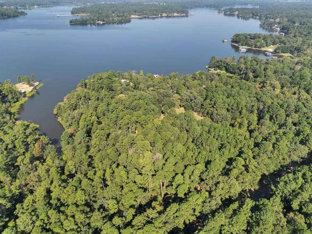 Lot 20-C Eastside Road, Tyler, TX 75707 Aerial overview of property's location featuring a forest and a large body of water