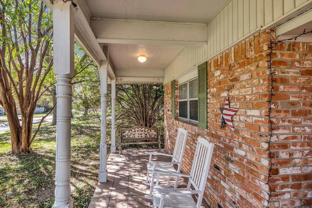 View of covered porch