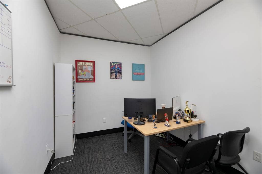 1610 Corporate Court, Irving, TX 75038 Home office with a drop ceiling and dark carpet