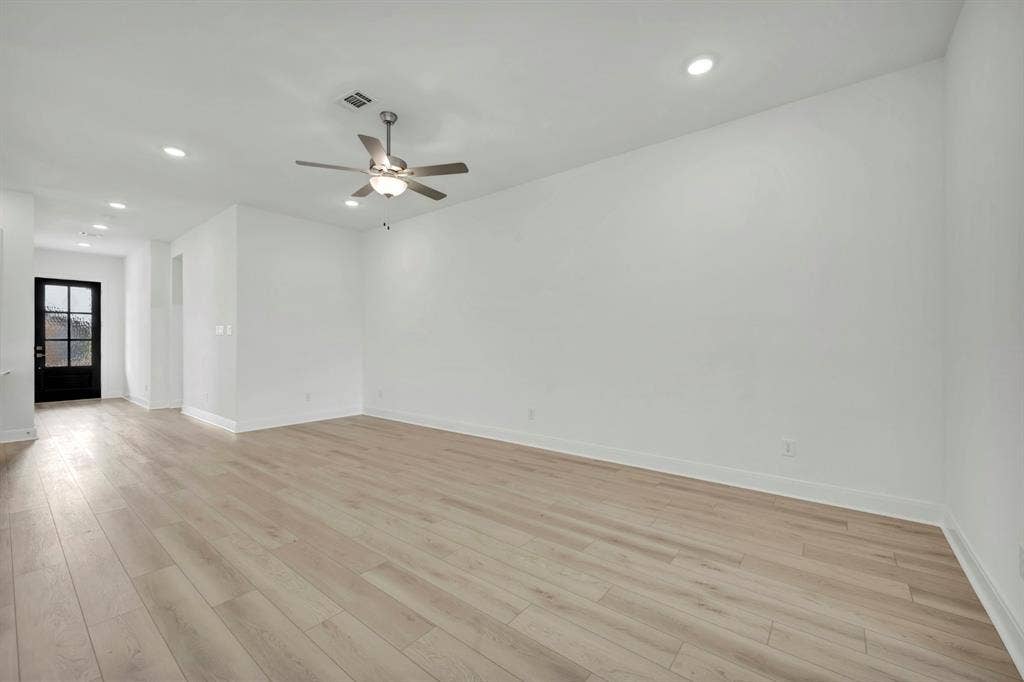 2079 Emerald Grove Lane, Arlington, TX 76005 Spare room featuring recessed lighting, a ceiling fan, and light wood-style floors