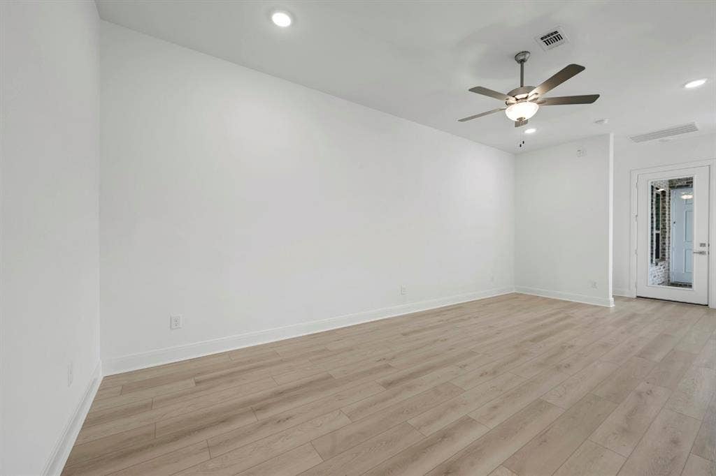 2079 Emerald Grove Lane, Arlington, TX 76005 Unfurnished room with recessed lighting, light wood-type flooring, and ceiling fan