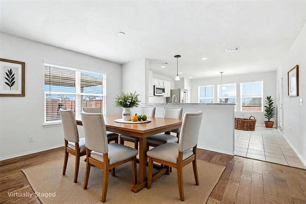 1492 Troon Drive, Frisco, TX 75036 Dining Room with access to Kitchen Virtually Staged