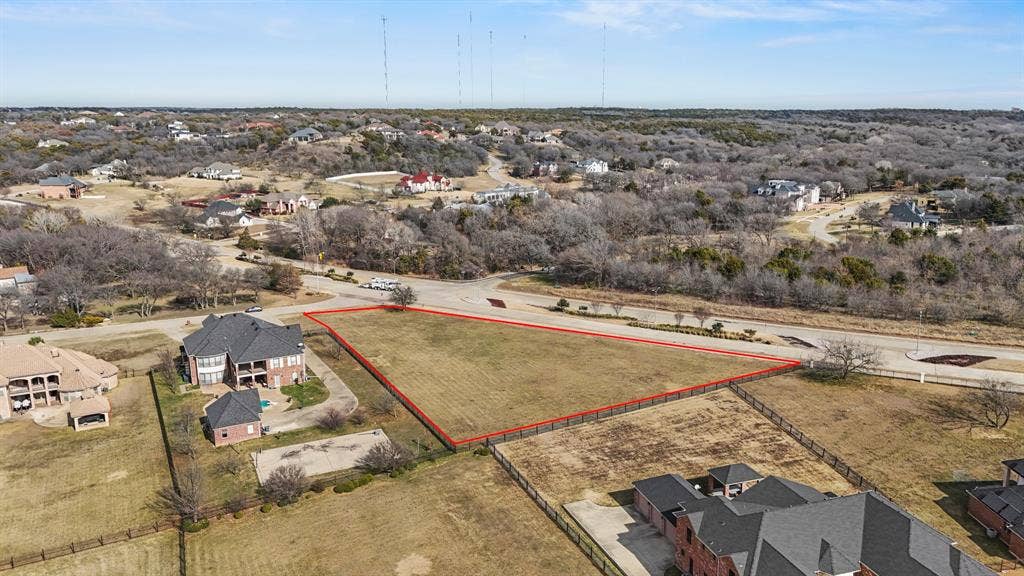 2502 Texas Plume Road, Cedar Hill, TX 75104 Aerial view of residential area featuring property parcel outlined