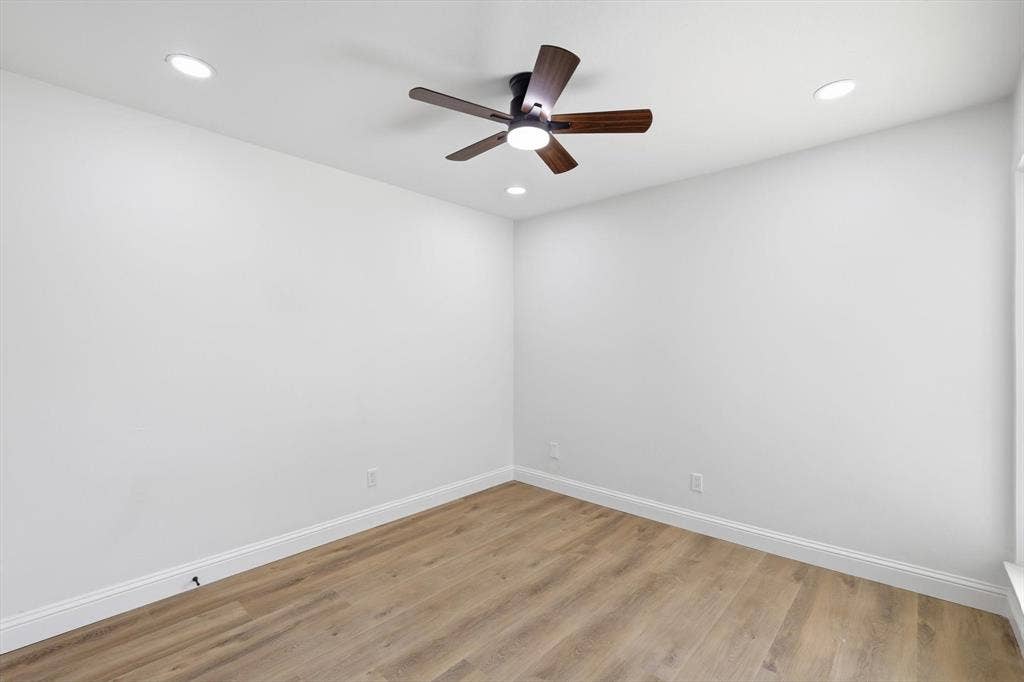 2211 Sierra Drive, Grapevine, TX 76051 Spare room featuring light wood-style flooring, ceiling fan, and recessed lighting