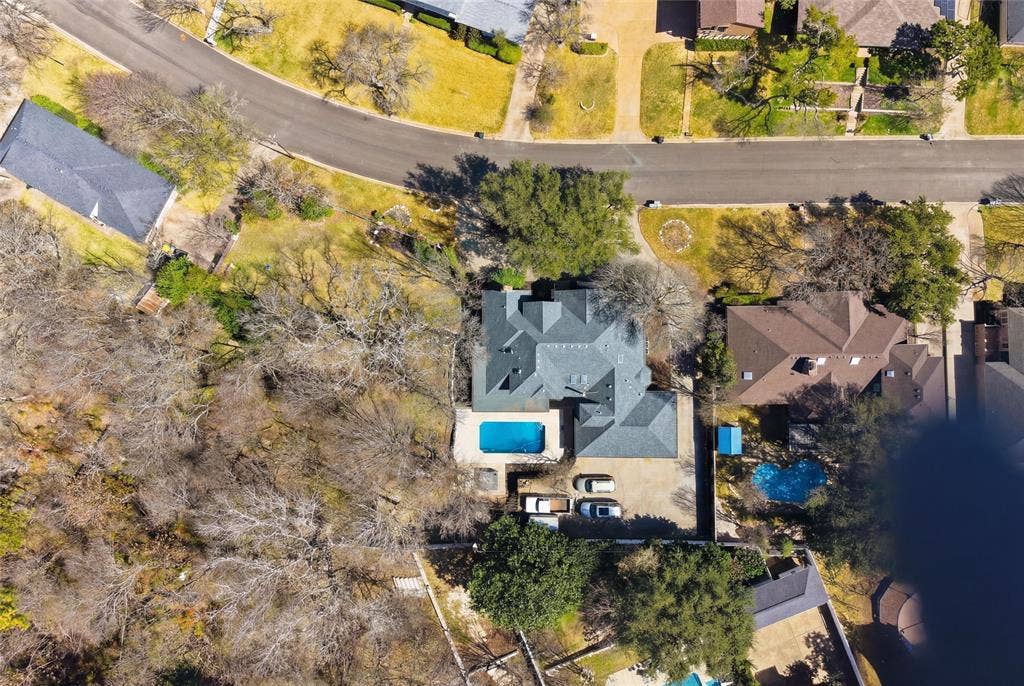 Aerial perspective of suburban area