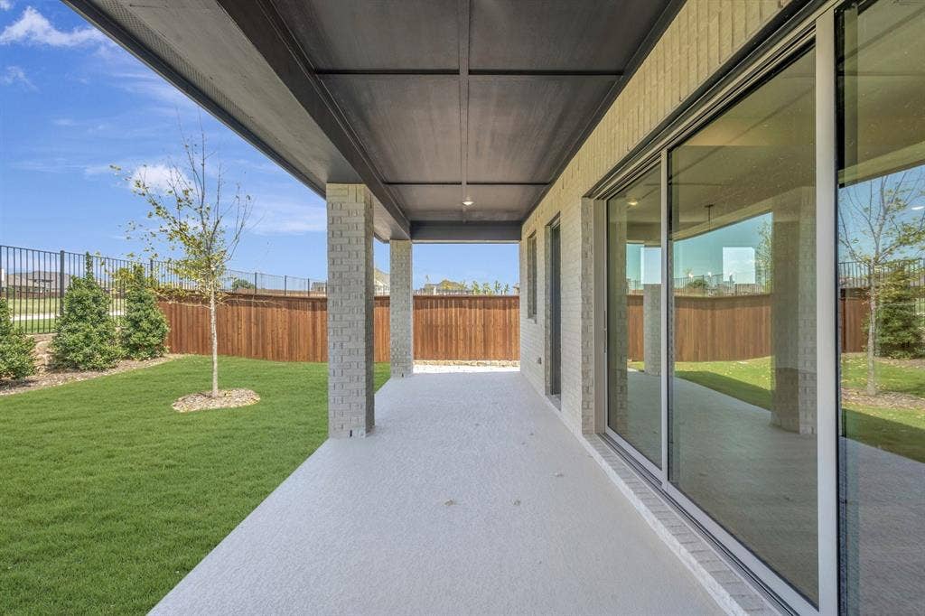 3283 Jersey Drive, Midlothian, TX 76065 Covered outdoor patio with a concrete surface and brick columns